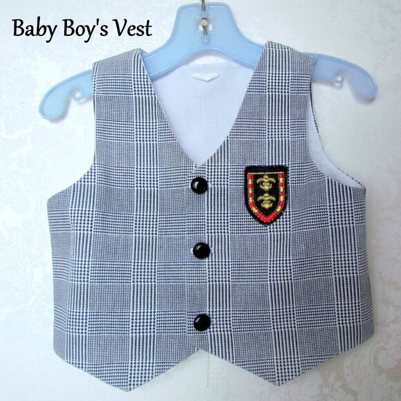 BABY BOY'S VEST, 24 M - 2T, GRAY PLAID, DRESSY for CHURCH, WEDDING, PORTRAITS - Picture 1 of 3